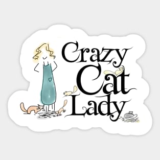 Crazy Cat Lady Funny Tee Sticker